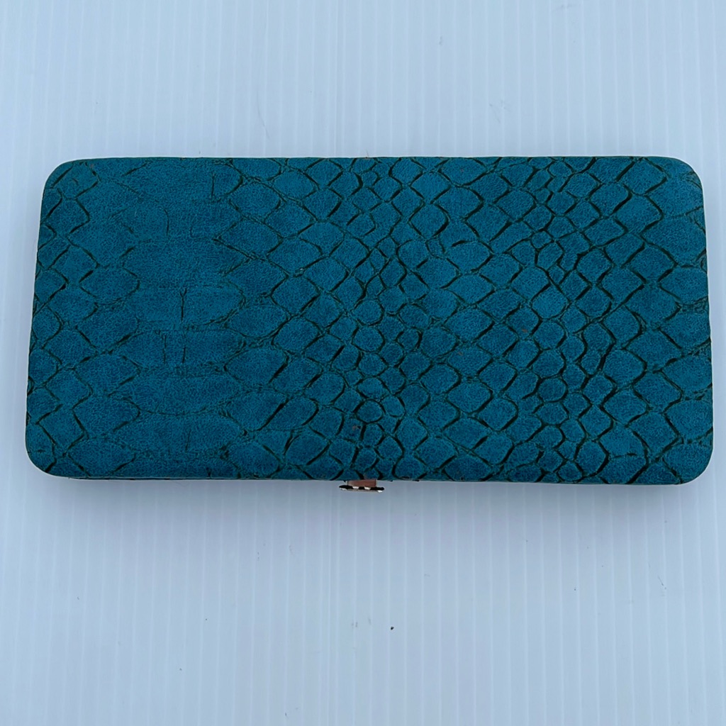 Kate Landry Crocodile Embossed Turquoise Clutch Purse